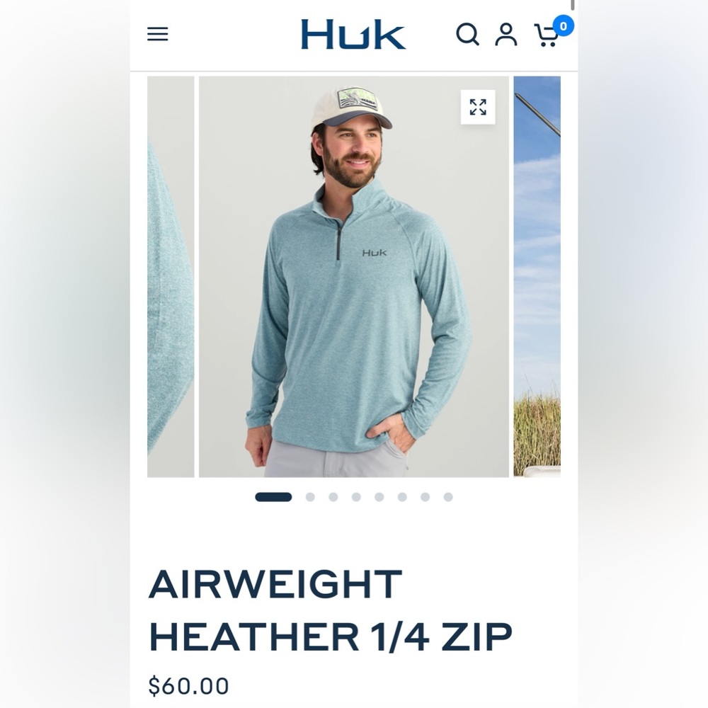 Huk Men’s Airweight Heather 1/4 Zip Pullover - Size M - Light Blue - NWT